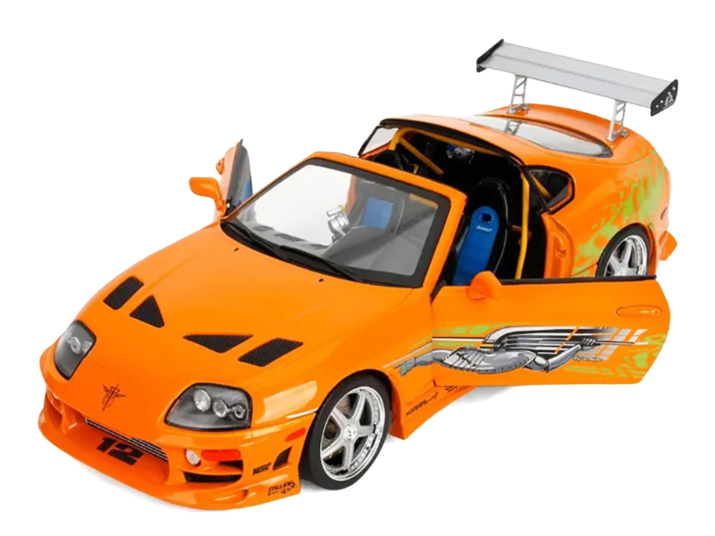 1993 Toyota Supra Orange with Graphics "The Fast and the Furious" (2001) Movie "25 Years of Fast & Furious" Series 1/18 Diecast Model Car