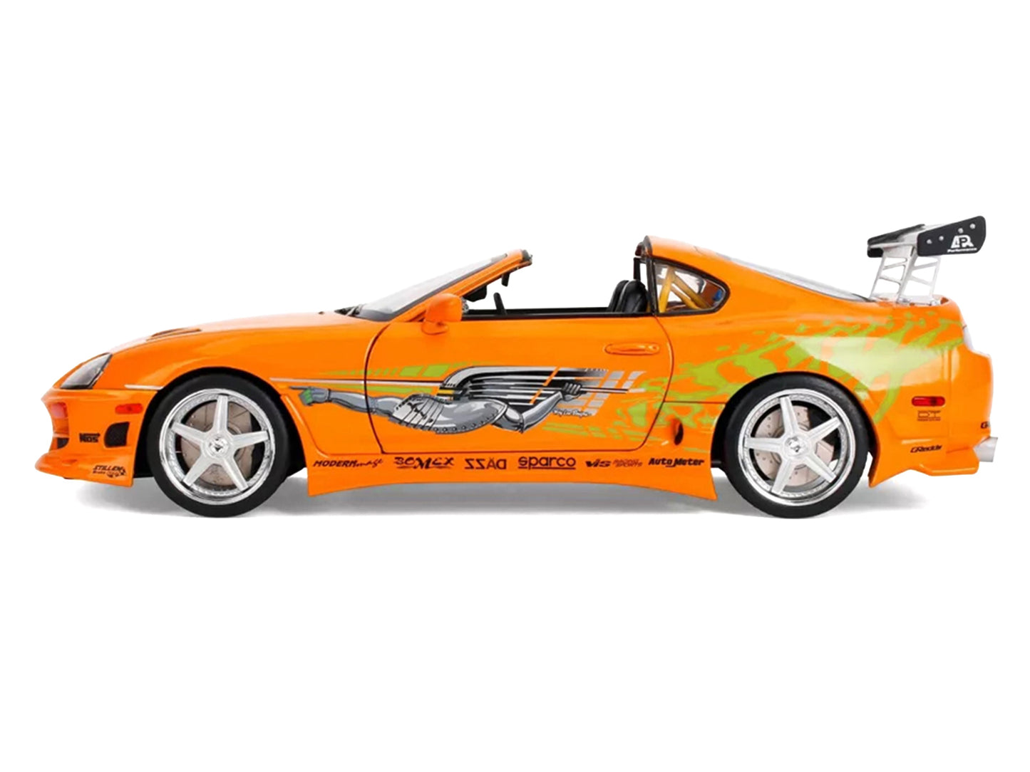1993 Toyota Supra Orange with Graphics "The Fast and the Furious" (2001) Movie "25 Years of Fast & Furious" Series 1/18 Diecast Model Car