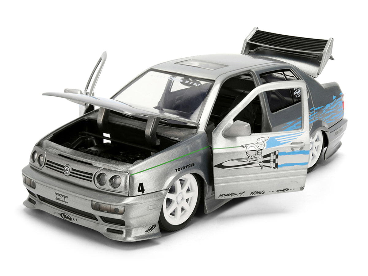Volkswagen Jetta Raw Metal Color Brush Finish "The Fast and the Furious" (2001) Movie "25 Years of Fast & Furious" Series 1/24 Diecast Model Car