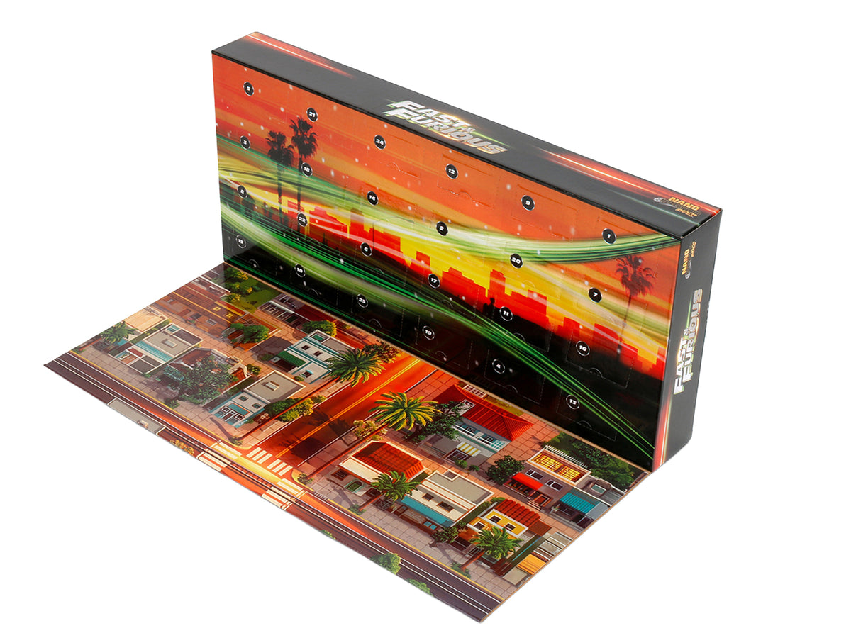 25 Years of Fast & Furious Advent Calendar Set of 24 Nano Cars "Nano Hollywood Rides" Series Diecast Model Cars