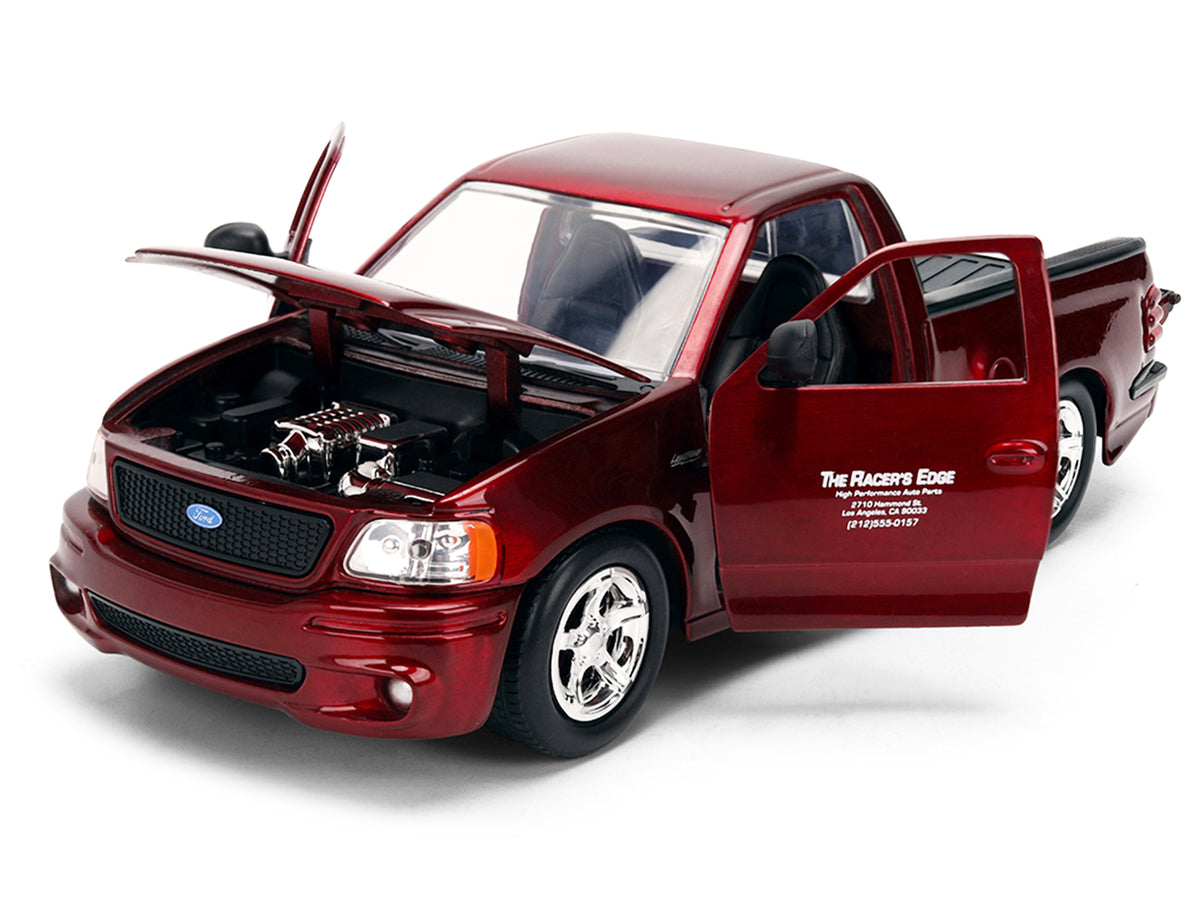 Ford F-150 SVT Lightning Pickup Truck Red Color Brush Finish "The Fast and the Furious" (2001) Movie "25 Years of Fast & Furious" Series 1/24 Diecast Model Car