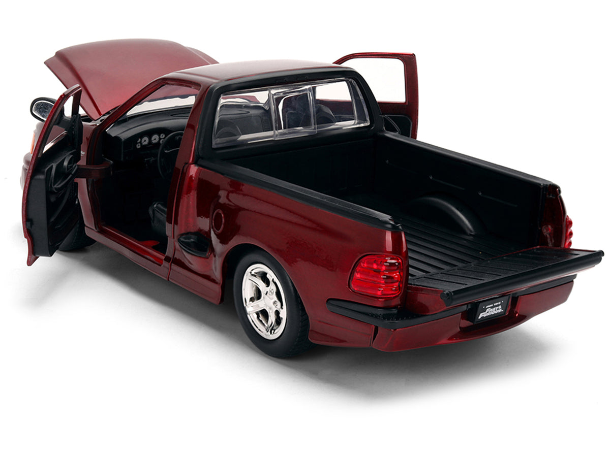Ford F-150 SVT Lightning Pickup Truck Red Color Brush Finish "The Fast and the Furious" (2001) Movie "25 Years of Fast & Furious" Series 1/24 Diecast Model Car