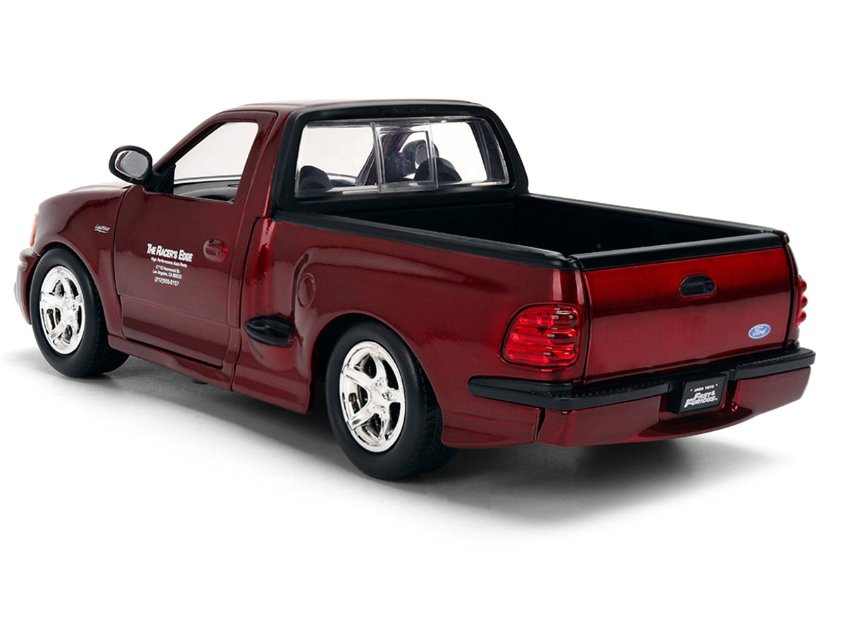 Ford F-150 SVT Lightning Pickup Truck Red Color Brush Finish "The Fast and the Furious" (2001) Movie "25 Years of Fast & Furious" Series 1/24 Diecast Model Car
