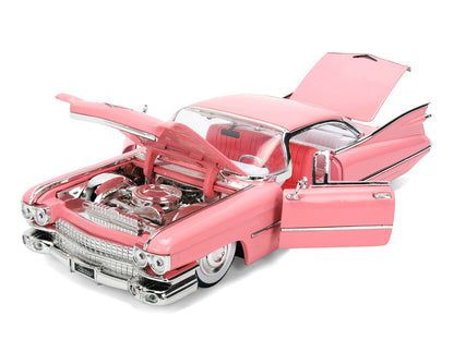 1959 Cadillac Coupe DeVille Pink with Pink and White Interior "Showroom Floor" Series 1/24 Diecast Model Car