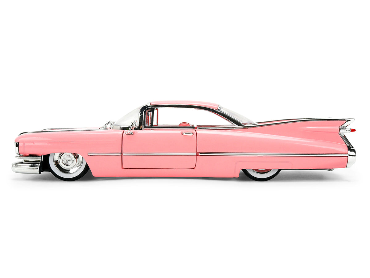 1959 Cadillac Coupe DeVille Pink with Pink and White Interior "Showroom Floor" Series 1/24 Diecast Model Car