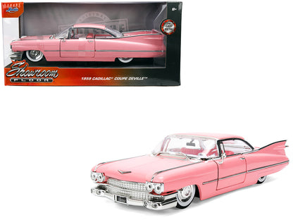 1959 Cadillac Coupe DeVille Pink with Pink and White Interior "Showroom Floor" Series 1/24 Diecast Model Car