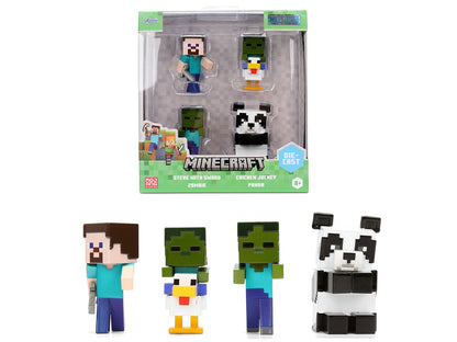 Set of 4 Diecast Figures "Minecraft" Video Game Wave 7 "Metalfigs" Series Diecast Models