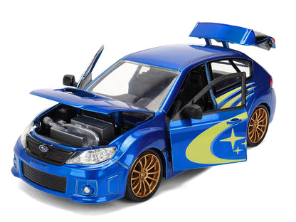 2012 Subaru Impreza WRX STI Blue Metallic with Yellow Graphics "JDM Tuners" Series 1/24 Diecast Car Model