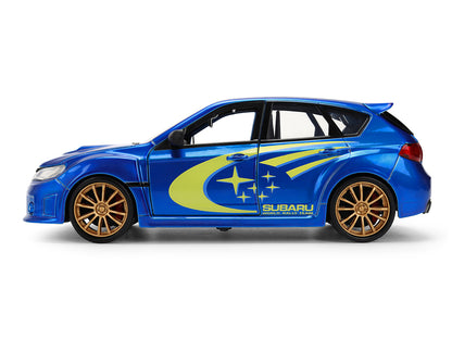2012 Subaru Impreza WRX STI Blue Metallic with Yellow Graphics "JDM Tuners" Series 1/24 Diecast Car Model