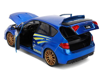 2012 Subaru Impreza WRX STI Blue Metallic with Yellow Graphics "JDM Tuners" Series 1/24 Diecast Car Model