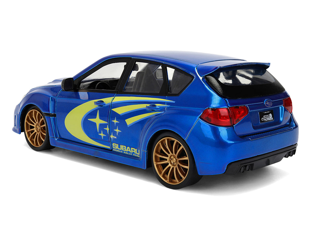 2012 Subaru Impreza WRX STI Blue Metallic with Yellow Graphics "JDM Tuners" Series 1/24 Diecast Car Model