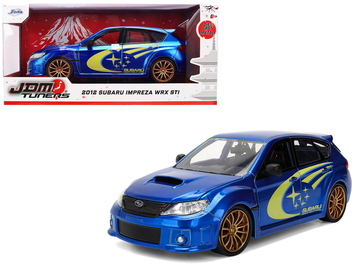 2012 Subaru Impreza WRX STI Blue Metallic with Yellow Graphics "JDM Tuners" Series 1/24 Diecast Car Model