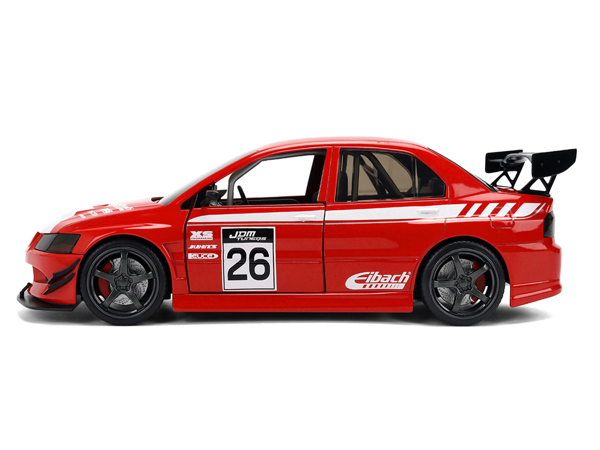 2006 Mitsubishi Lancer Evolution IX RHD (Right Hand Drive) #26 Red with White Graphics "JDM Tuners" Series 1/24 Diecast Model Car