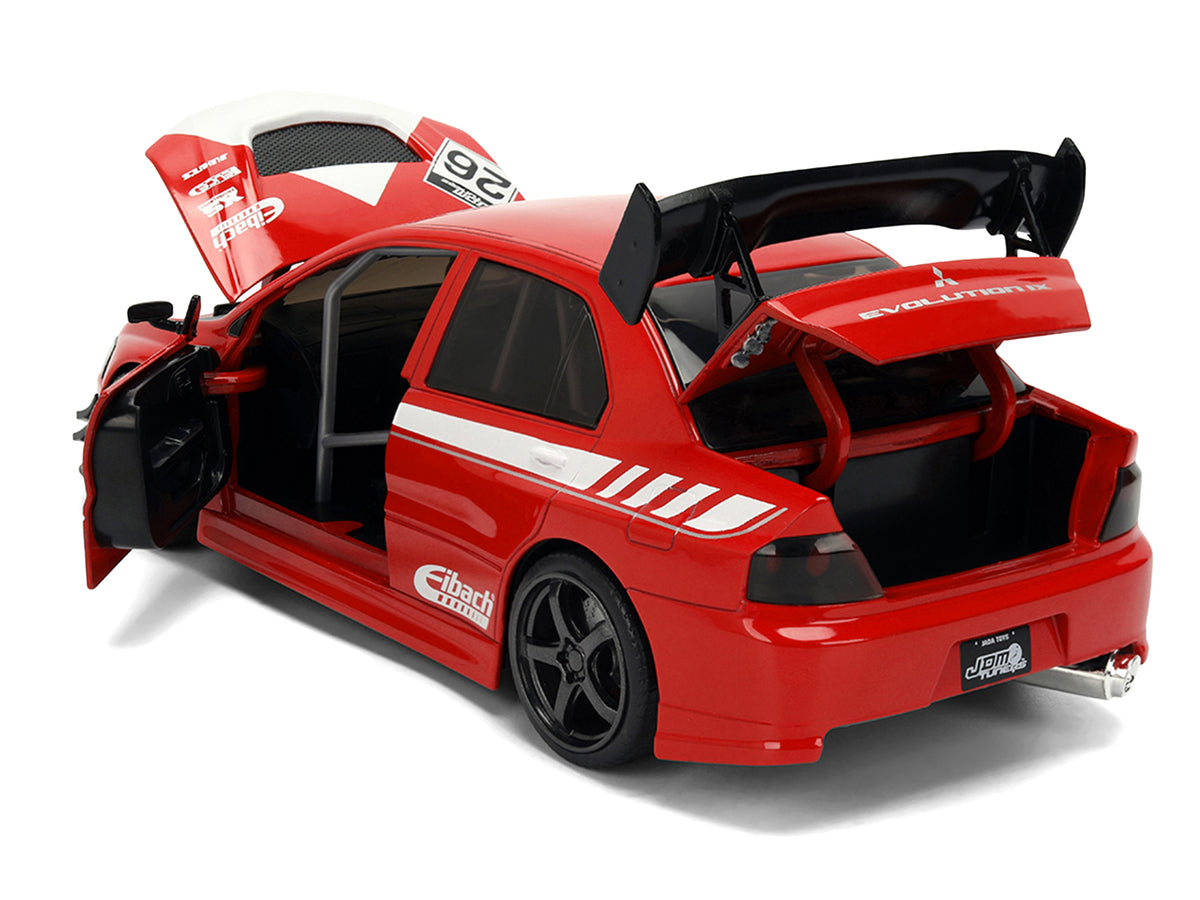 2006 Mitsubishi Lancer Evolution IX RHD (Right Hand Drive) #26 Red with White Graphics "JDM Tuners" Series 1/24 Diecast Model Car