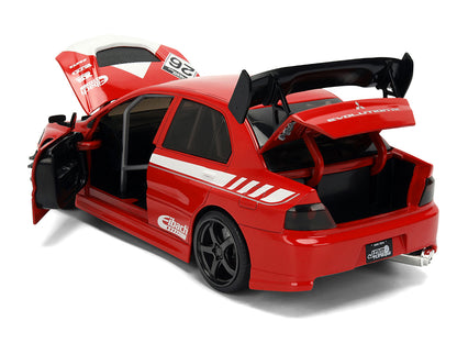 2006 Mitsubishi Lancer Evolution IX RHD (Right Hand Drive) #26 Red with White Graphics "JDM Tuners" Series 1/24 Diecast Model Car
