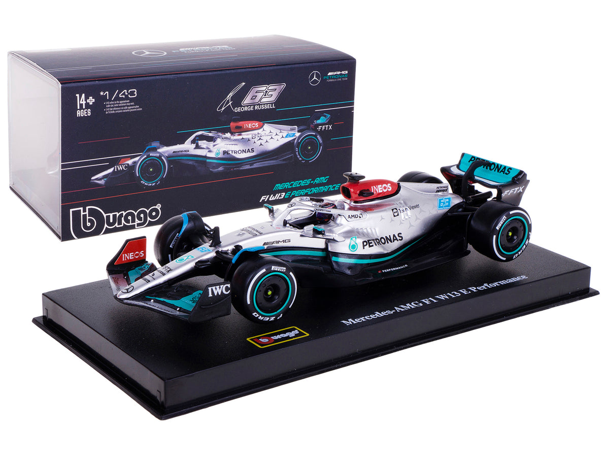 Mercedes-AMG F1 W13 E Performance #63 George Russell "F1 Formula One World Championship" (2022) with Display Case 1/43 Diecast Model Car