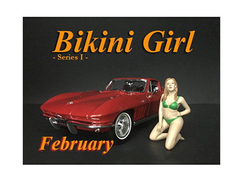February Bikini Calendar Girl Figurine for 1/24 Scale Models