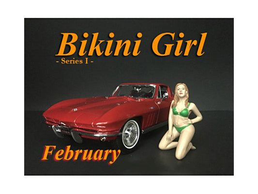 February Bikini Calendar Girl Figurine for 1/24 Scale Models