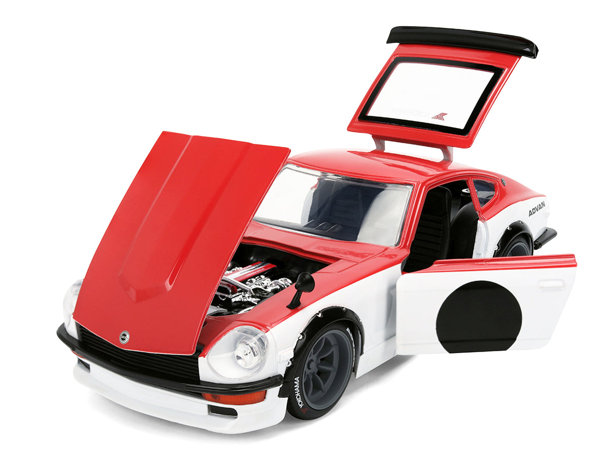 1972 Datsun 240Z Red and White "JDM Tuners" Series 1/24 Diecast Car Model
