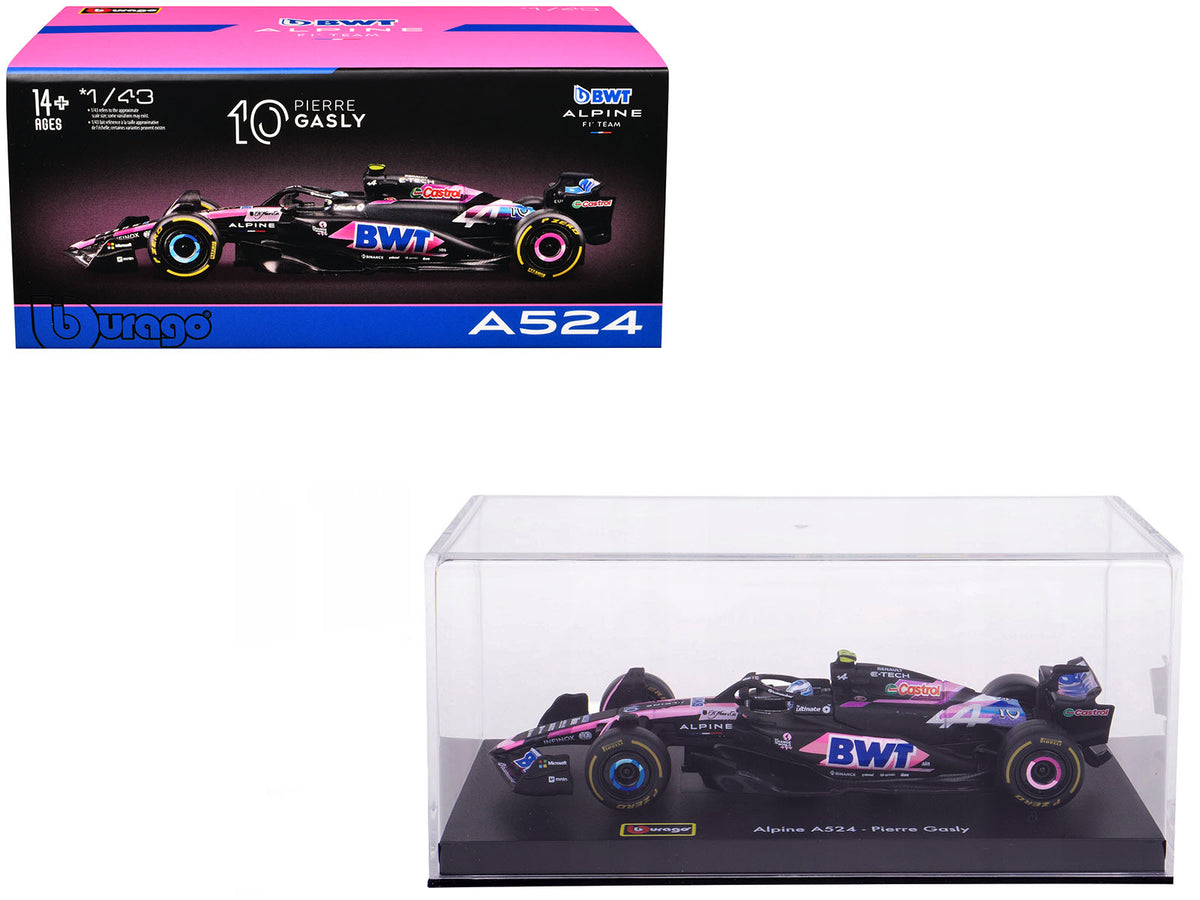 Alpine A524 #10 Pierre Gasly "BWT" "Formula One F1 World Championship" (2024) with Driver Figure and Display Case "Race" Series 1/43 Diecast Model Car