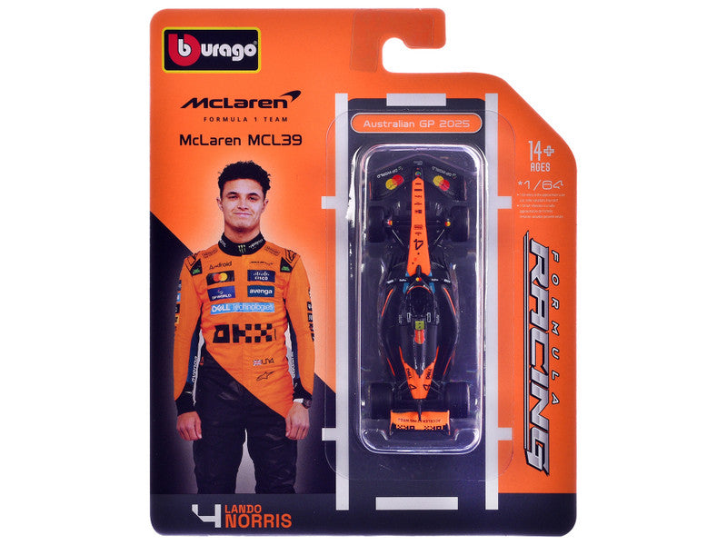 McLaren MCL39 #4 Lando Norris Winner Formula One F1 "Australian GP" (2025) "Formula Racing" Series 1/64 Diecast Model Car