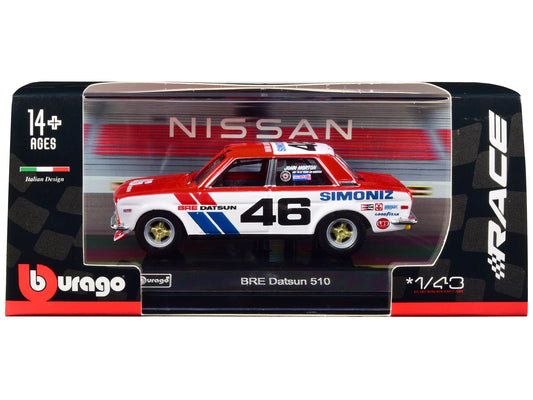 Datsun 510 #46 John Morton Red and White "BRE (Brock Racing Enterprises)" "Race" Series 1/43 Diecast Model Car