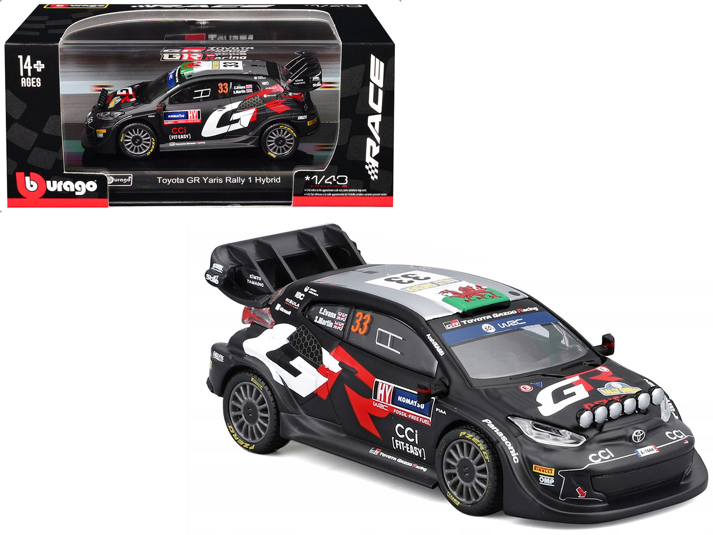 Toyota GR Yaris Rally1 Hybrid #33 Elfyn Evans - Scott Martin "Toyota Gazoo Racing WRT" "World Rally Championship" (2024) "Race" Series 1/43 Diecast Model Car