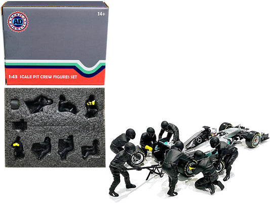 Formula One F1 Pit Crew 7 Figurine Set Team Black Release II for 1/43 Scale Models