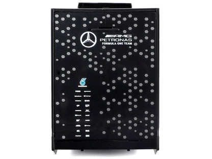 Mercedes-Benz Actros Gigaspace Car Transporter Black and Mercedes-AMG F1 W15 E Performance #63 George Russell "Petronas" Formula One F1 World Championship (2024) "Racing Hauler" Series 1/43 Diecast Model Car