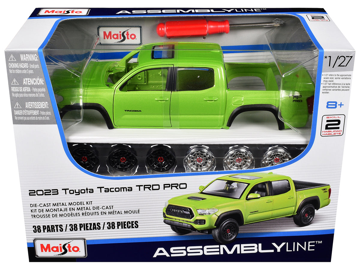 Skill 2 Model Kit 2023 Toyota Tacoma TRD PRO Pickup Truck Light Green Metallic "Assembly Line" Series 1/27 Scale Model