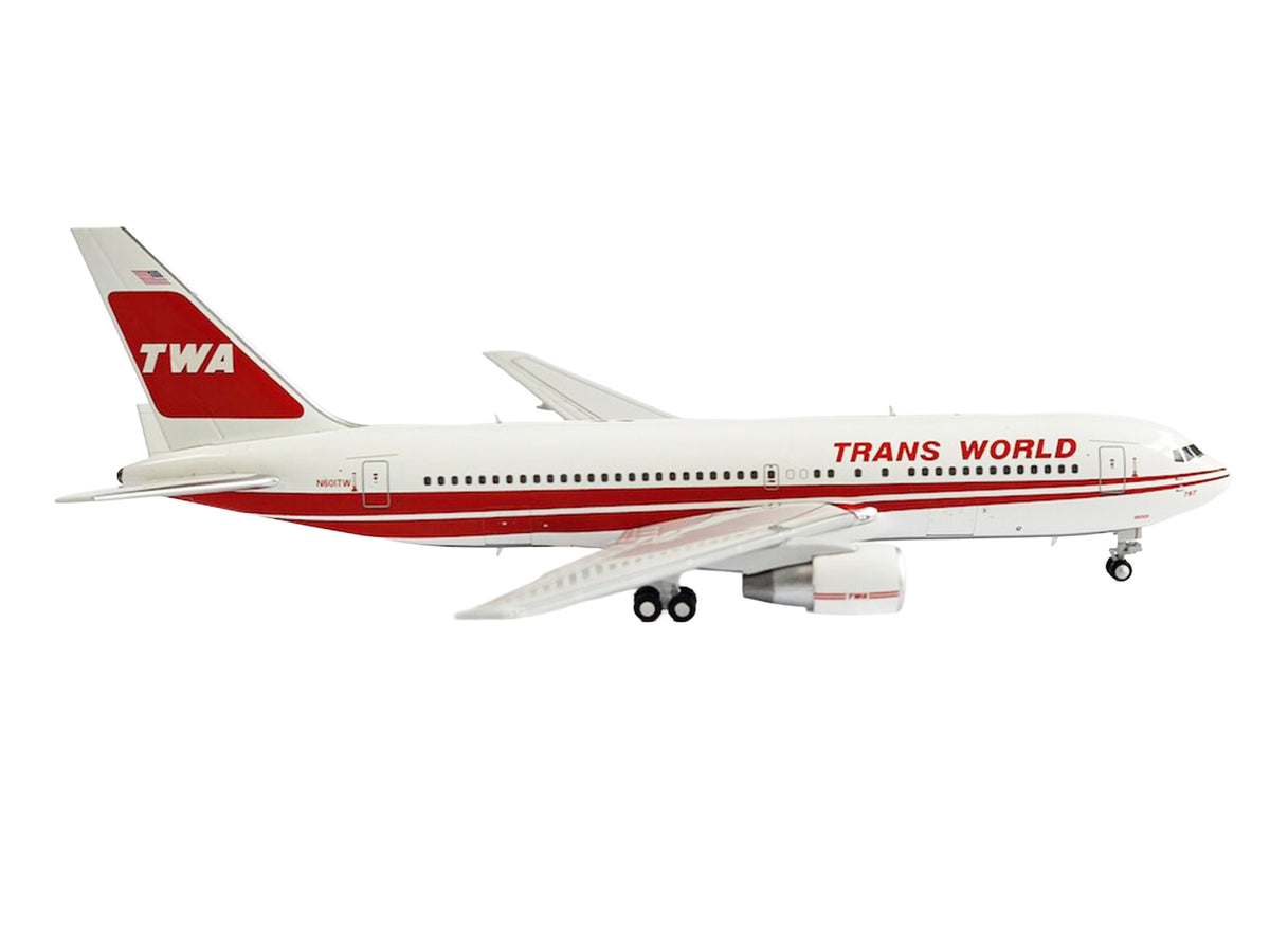 Boeing 767-200ER Commercial Aircraft "Trans World Airlines" (N601TW) White with Red Stripes 1/400 Diecast Model