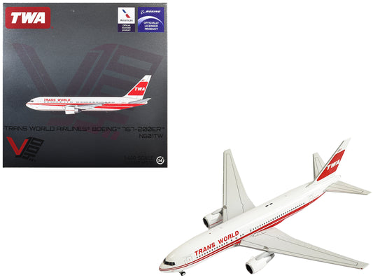 Boeing 767-200ER Commercial Aircraft "Trans World Airlines" (N601TW) White with Red Stripes 1/400 Diecast Model
