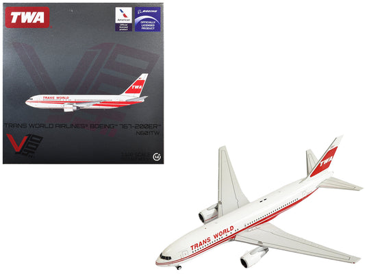 Boeing 767-200ER Commercial Aircraft "Trans World Airlines" (N601TW) White with Red Stripes 1/400 Diecast Model