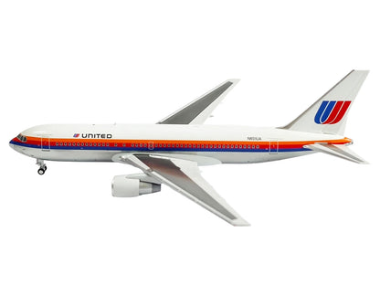 Boeing 767-200 Commercial Aircraft "United Airlines" (N601UA) White with Stripes 1/400 Diecast Model