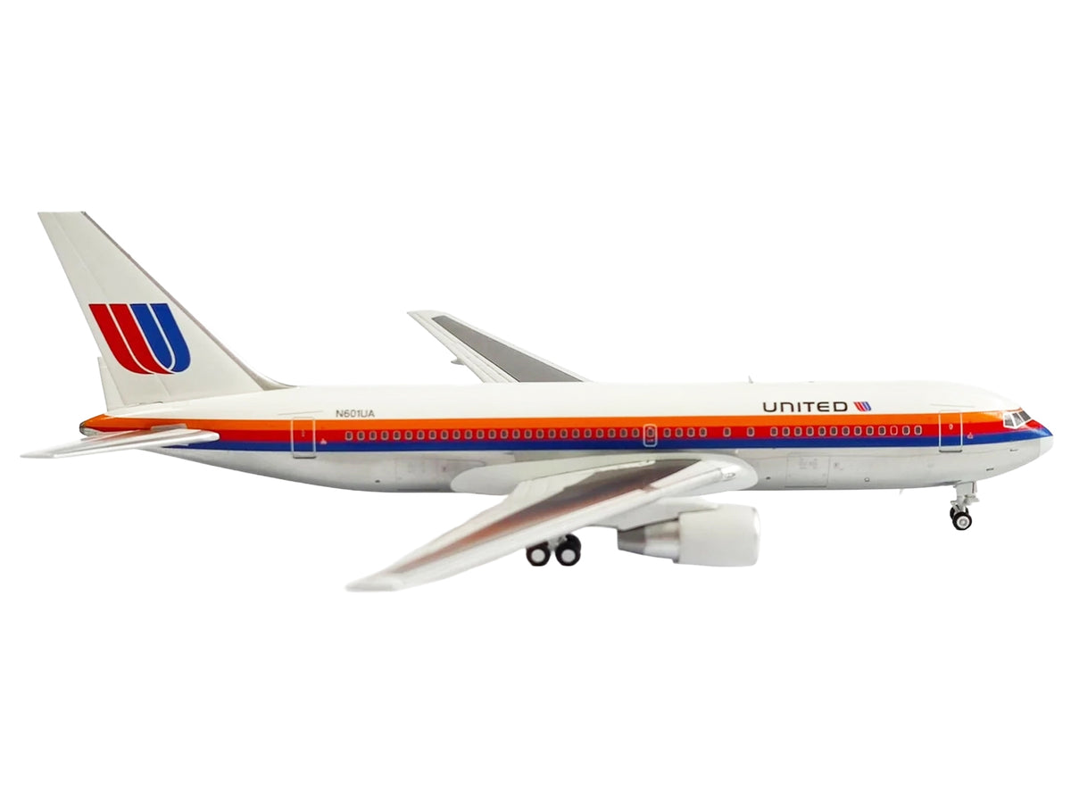 Boeing 767-200 Commercial Aircraft "United Airlines" (N601UA) White with Stripes 1/400 Diecast Model