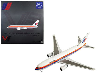 Boeing 767-200 Commercial Aircraft "United Airlines" (N601UA) White with Stripes 1/400 Diecast Model