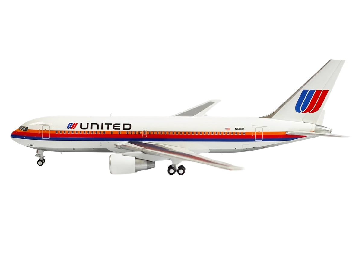Boeing 767-200ER Commercial Aircraft "United Airlines" (N611UA) White with Stripes 1/400 Diecast Model