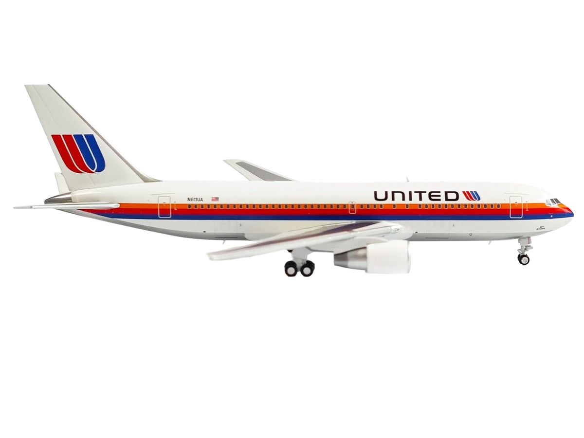 Boeing 767-200ER Commercial Aircraft "United Airlines" (N611UA) White with Stripes 1/400 Diecast Model