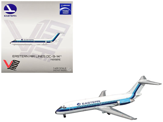 McDonnell Douglas DC-9-14 Commercial Aircraft "Eastern Air Lines" (N8901E) White with Blue Stripes 1/400 Diecast Model