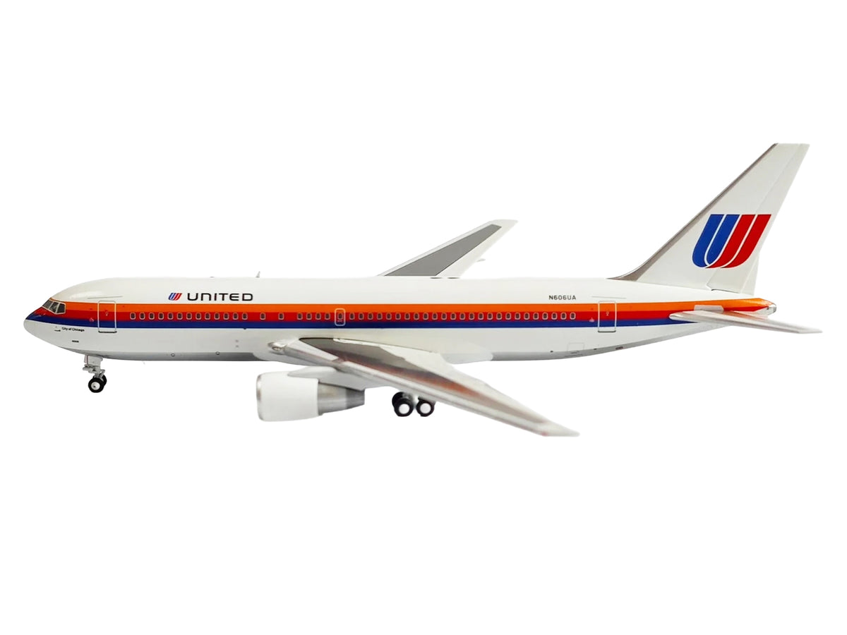 Boeing 767-200 Commercial Aircraft "United Airlines" (N606UA) White with Stripes 1/400 Diecast Model