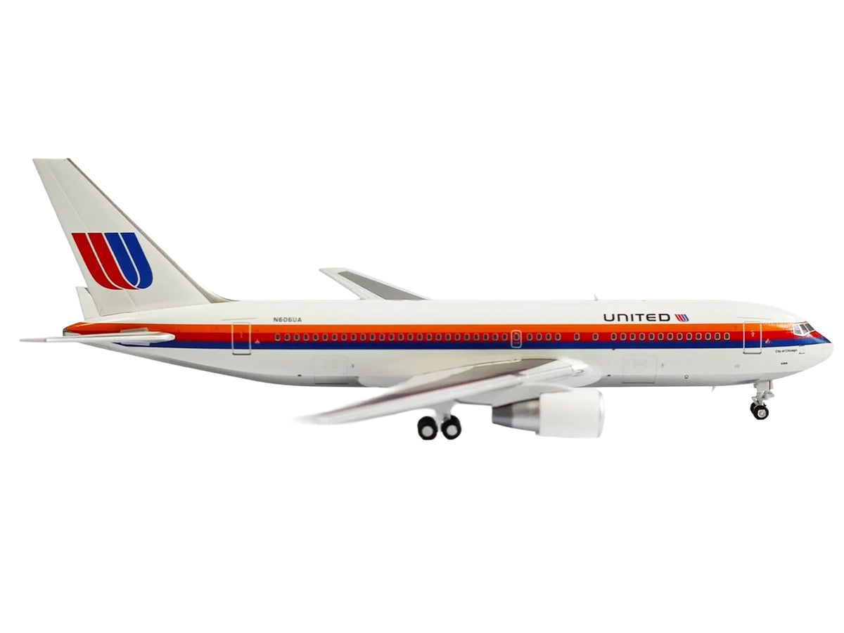 Boeing 767-200 Commercial Aircraft "United Airlines" (N606UA) White with Stripes 1/400 Diecast Model