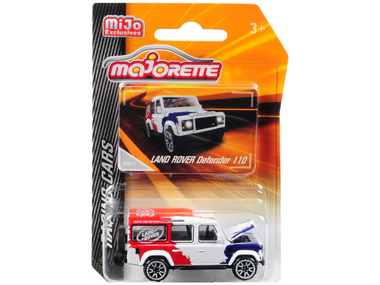 Land Rover Defender 110 White/Red/Blue "Above and Beyond" "Racing Cars" 1/60 Diecast Model Car
