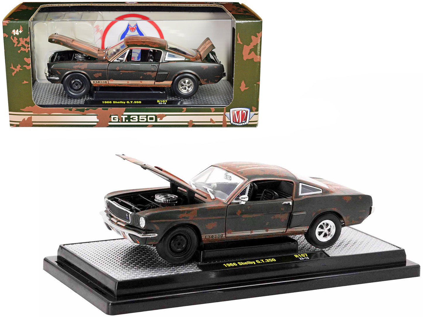 1966 Shelby GT350 Ivy Green with Wimbledon White Stripes (Rusted) Limited Edition to 5250 pieces Worldwide 1/24 Diecast Model Car