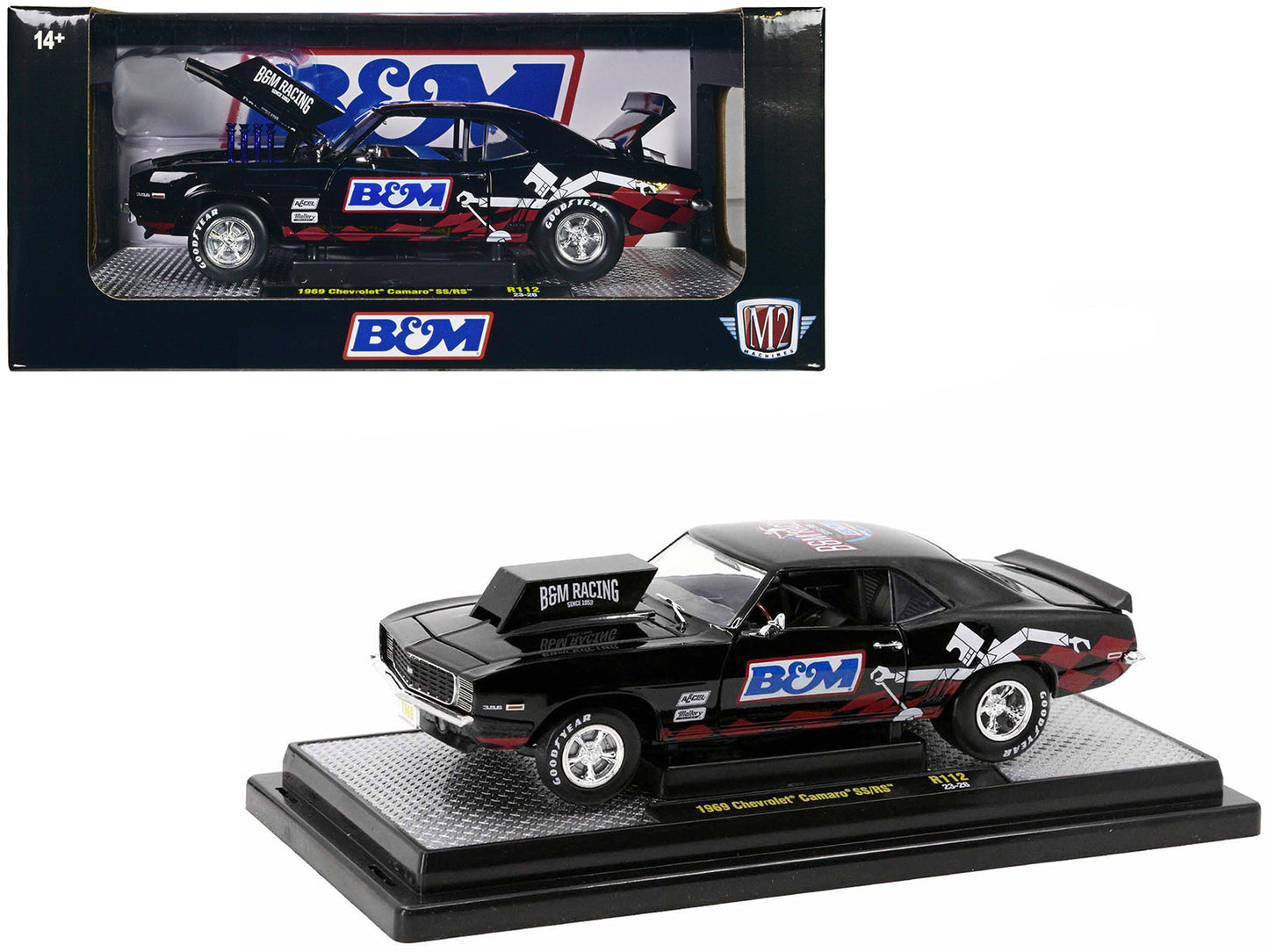 1969 Chevrolet Camaro SS/RS Black "B&M Racing" Limited Edition to 6650 pieces Worldwide 1/24 Diecast Model Car