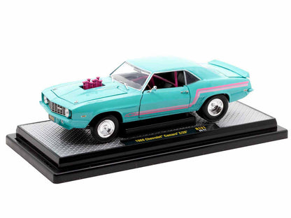 1969 Chevrolet Camaro Z/28 Light Blue with Pink Stripes "Pro Street" Limited Edition to 6250 pieces Worldwide 1/24 Diecast Model Car