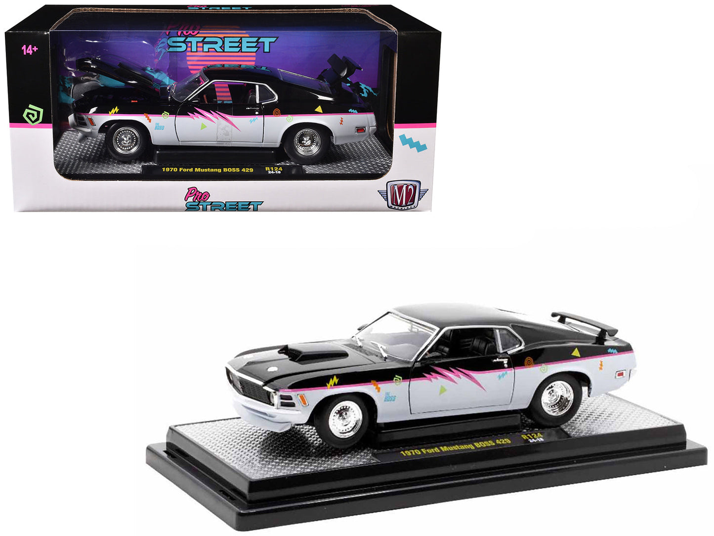 1970 Ford Mustang BOSS 429 "Pro Street" Black and Gray with Graphics Limited Edition to 6650 pieces Worldwide 1/24 Diecast Model Car
