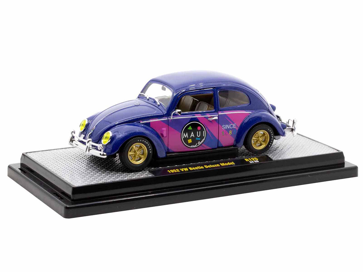 1952 Volkswagen Beetle Deluxe Model "Maui & Sons" Purple Metallic with Graphics Limited Edition to 6650 pieces Worldwide 1/24 Diecast Model Car