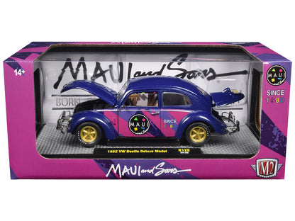 1952 Volkswagen Beetle Deluxe Model "Maui & Sons" Purple Metallic with Graphics Limited Edition to 6650 pieces Worldwide 1/24 Diecast Model Car