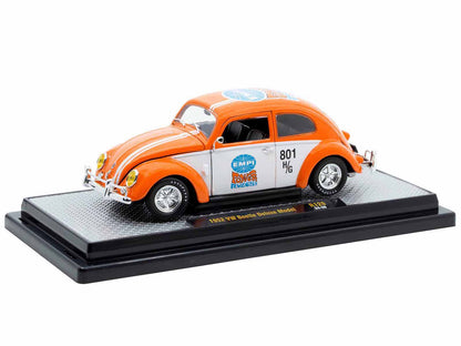 1952 Volkswagen Beetle Deluxe Model "EMPI Power Rules" Orange and White with Graphics Limited Edition to 6650 pieces Worldwide 1/24 Diecast Model Car