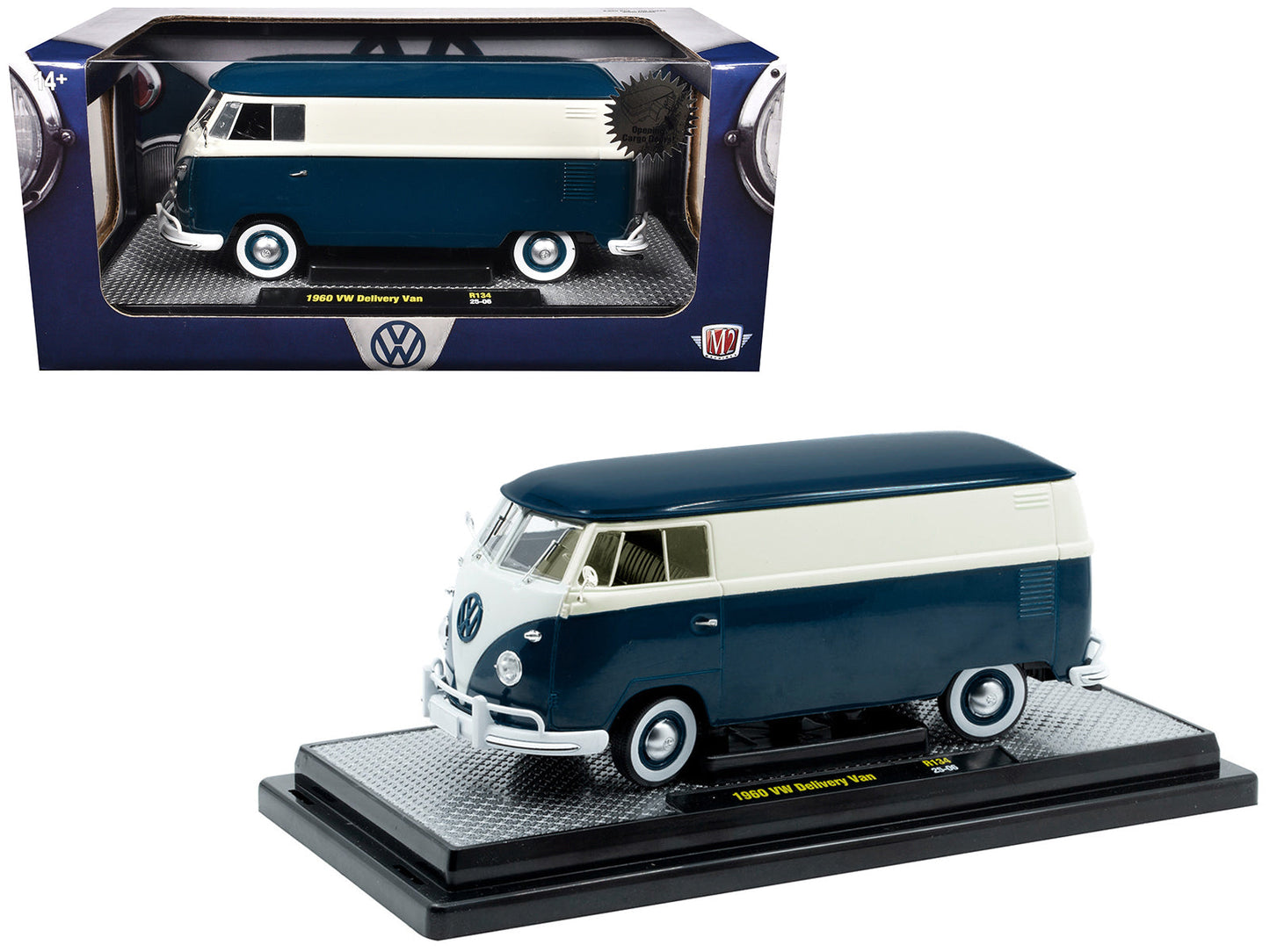 1960 Volkswagen Delivery Van Blue and White Limited Edition to 6650 pieces Worldwide 1/24 Diecast Model Car